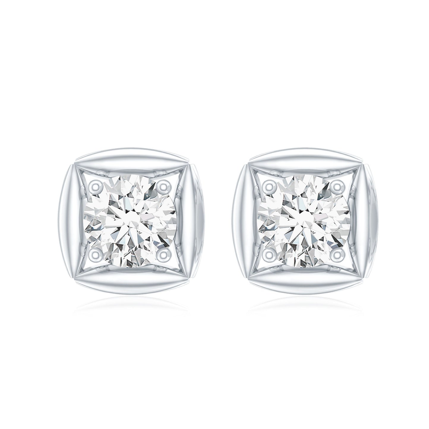 5 MM Round Lab Grown Diamond Stud Earrings With Screw Back