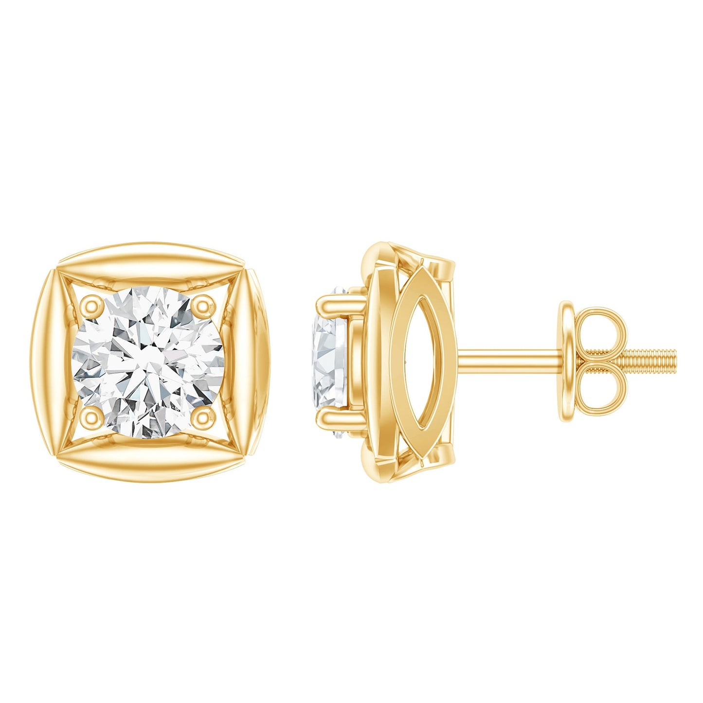 5 MM Round Lab Grown Diamond Stud Earrings With Screw Back