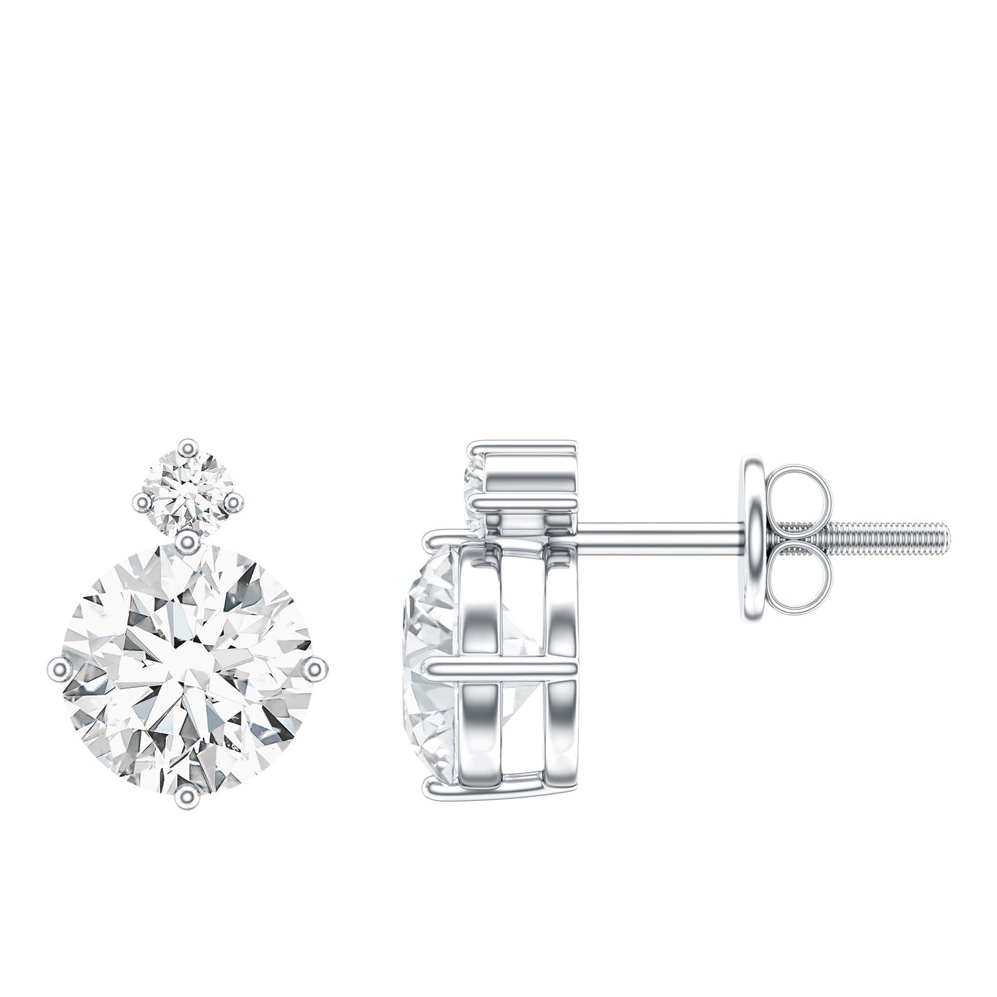 Lab 6 MM Round Diamond Solitaire Stud Earrings