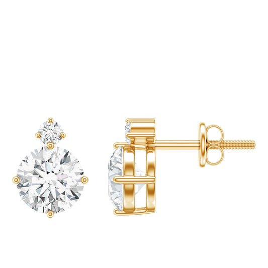 Lab 6 MM Round Diamond Solitaire Stud Earrings
