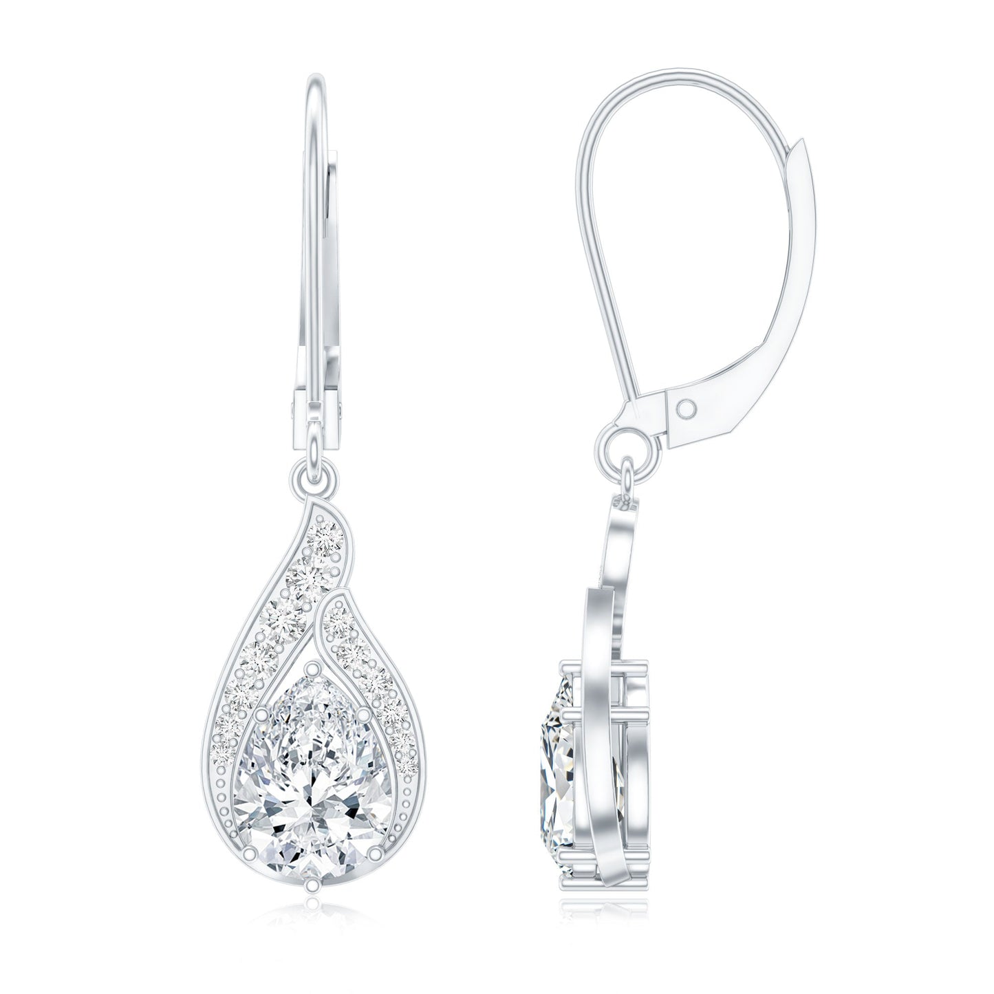 Certified Moissanite Teardrop Bridal Earrings with Leverback