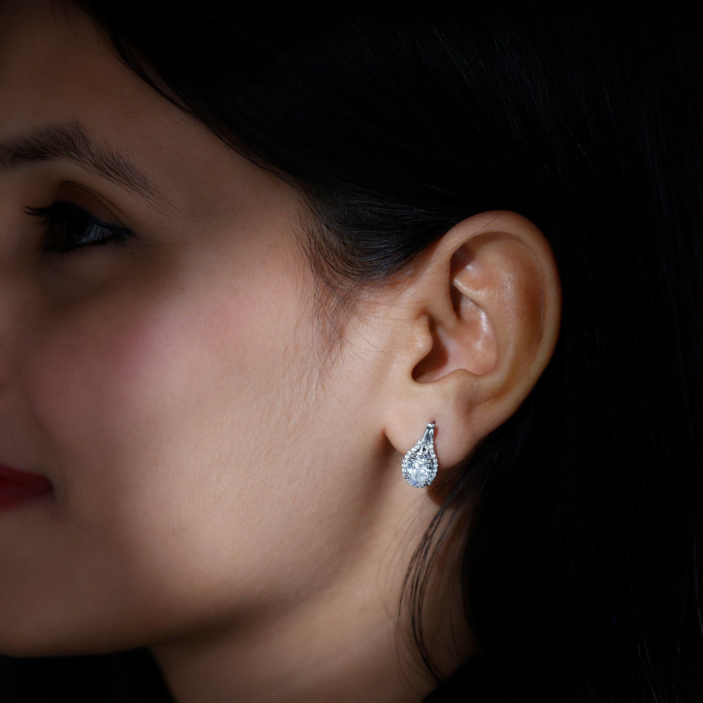 Oval Shaped 6X8 MM Moissanite Designer Earrings in Silver