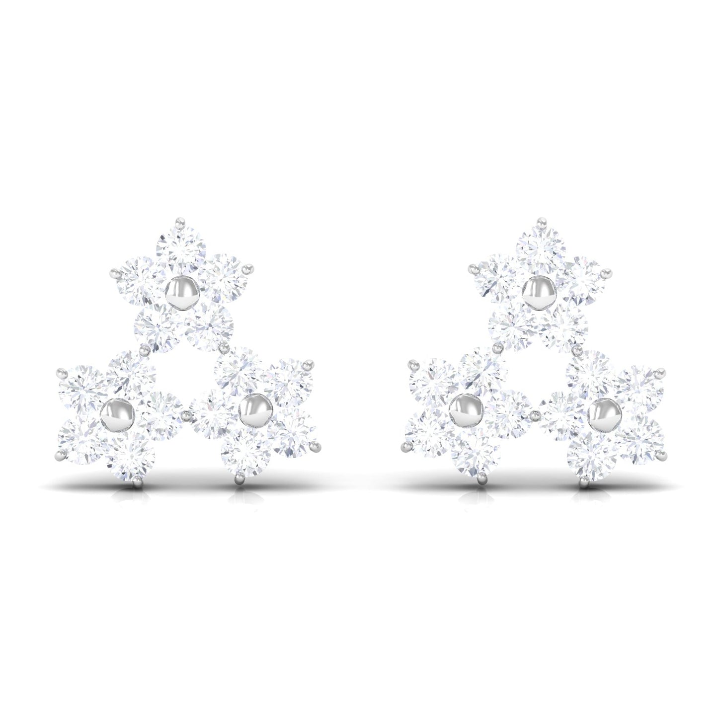 1/2 CT Round Cut Diamond Cluster Floral Stud Earring