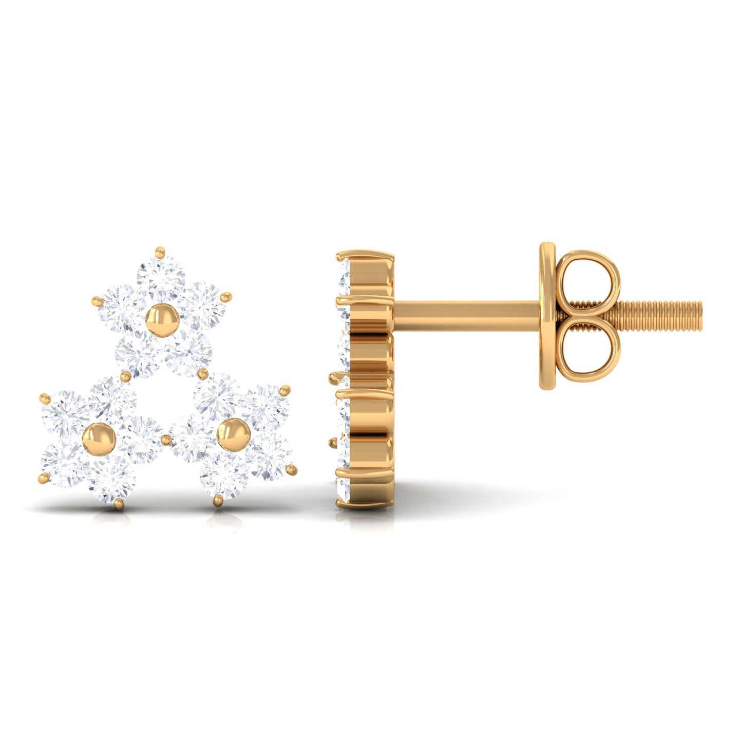 1/2 CT Round Cut Diamond Cluster Floral Stud Earring