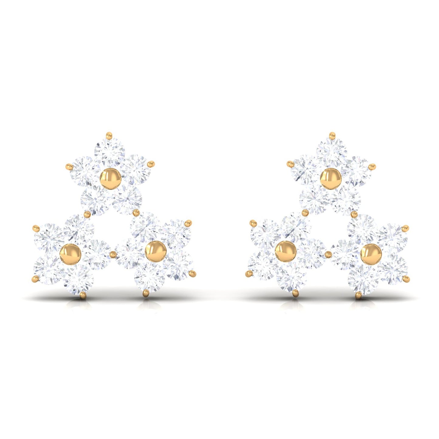 1/2 CT Round Cut Diamond Cluster Floral Stud Earring