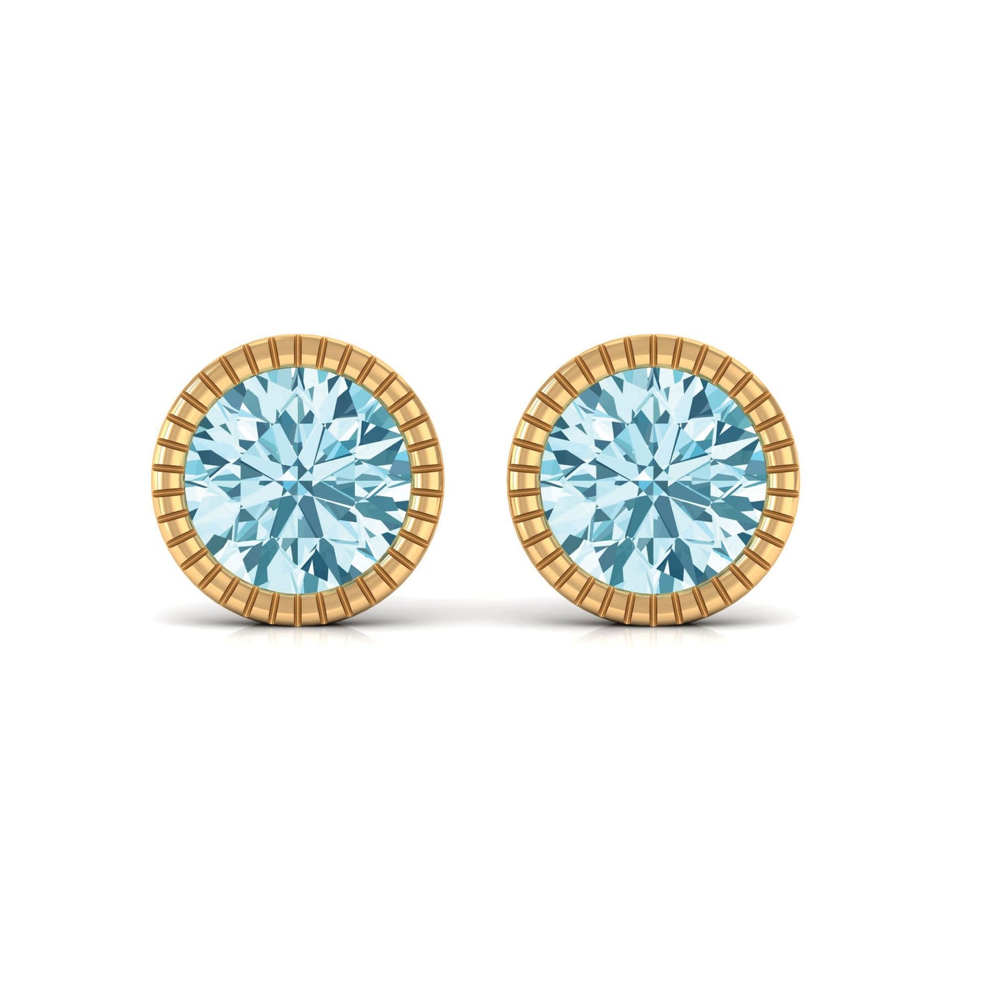 1.5 Carat Round Cut Aquamarine Martini Stud Earring