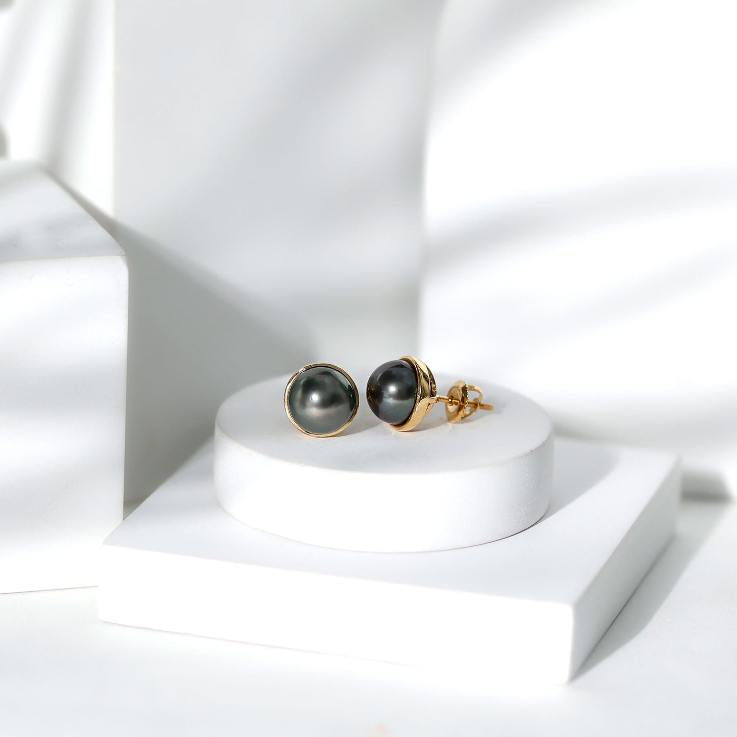 Genuine 10MM Tahitian Black Pearl Stud Earring With Certificate