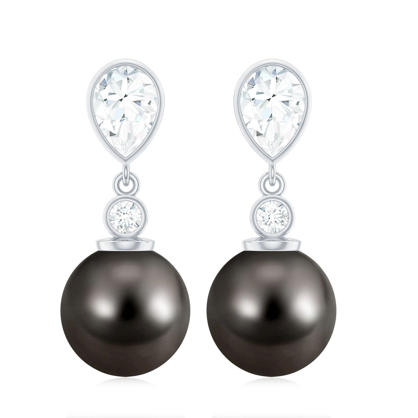 Certified 15 Carat Cultured Tahitian Black Drop Earrings for Women