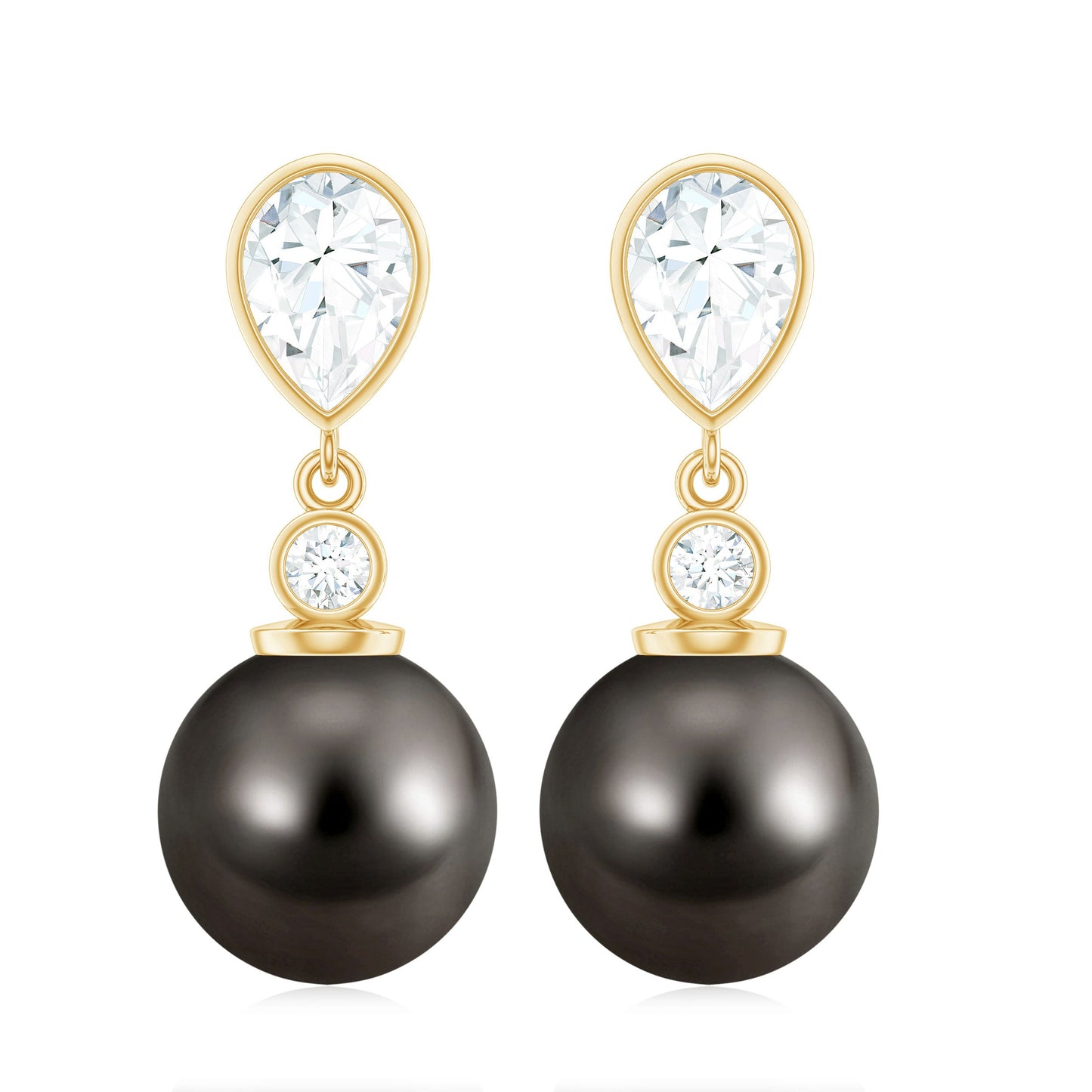 Certified 15 Carat Cultured Tahitian Black Drop Earrings for Women