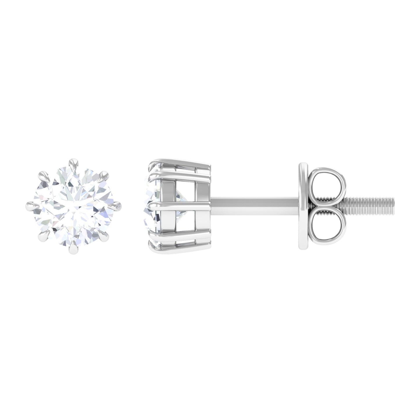 4 MM Natural Diamond Solitaire Stud Earrings in 8 Claw Prong Setting