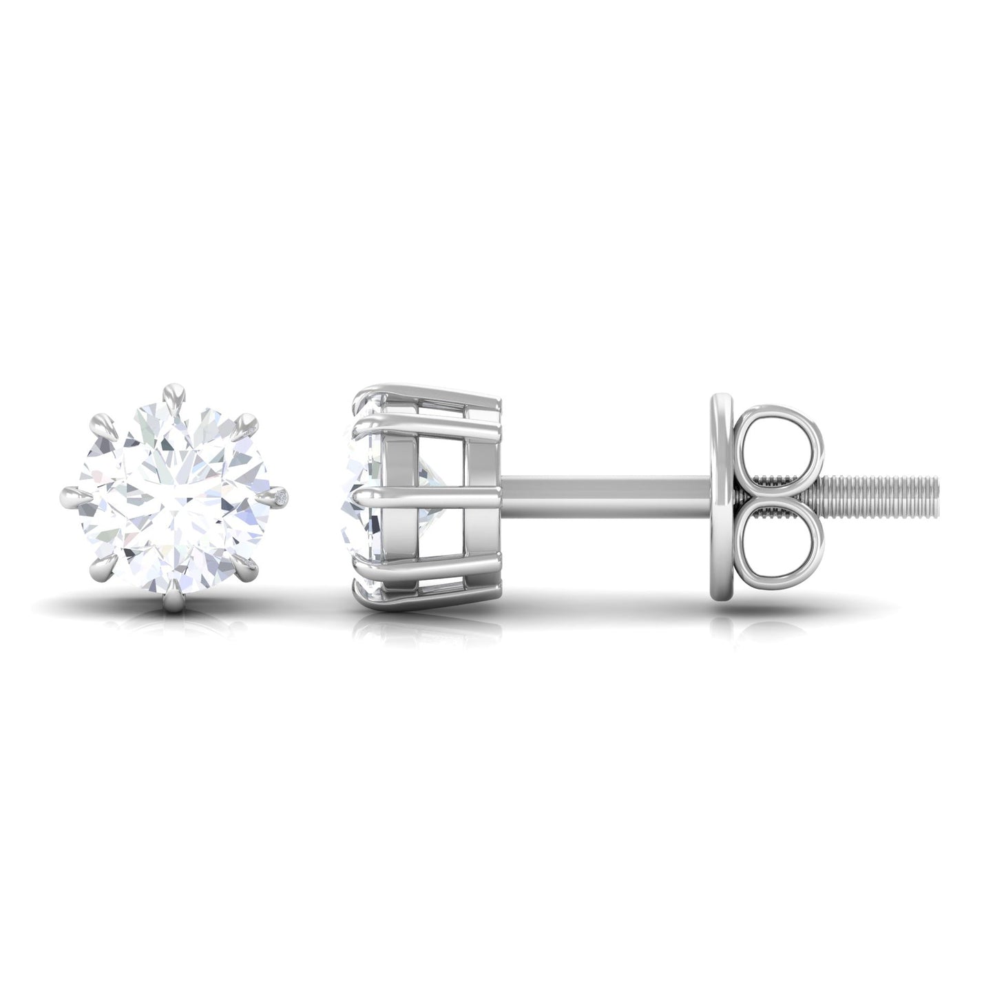 4 MM Natural Diamond Solitaire Stud Earrings in 8 Claw Prong Setting