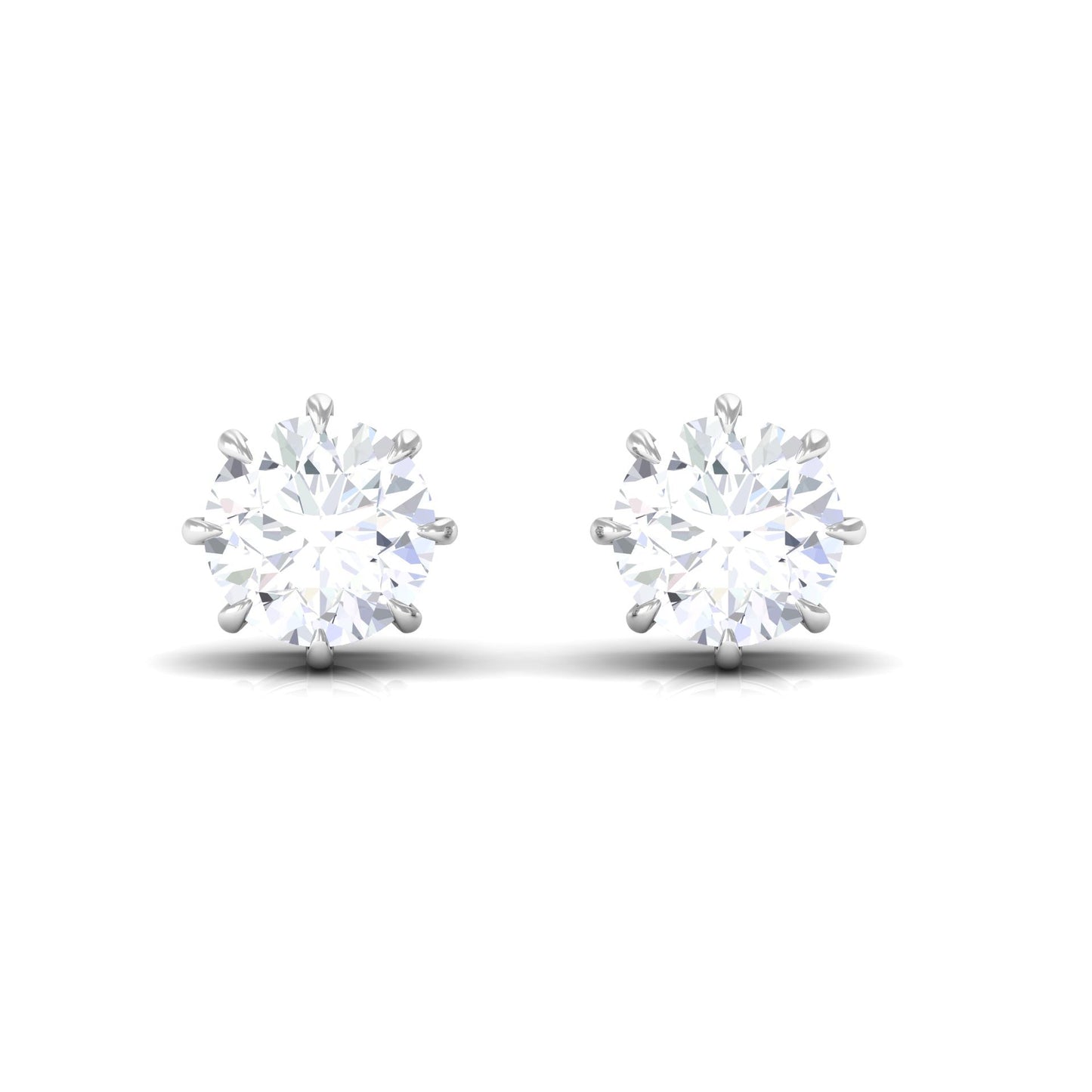4 MM Natural Diamond Solitaire Stud Earrings in 8 Claw Prong Setting
