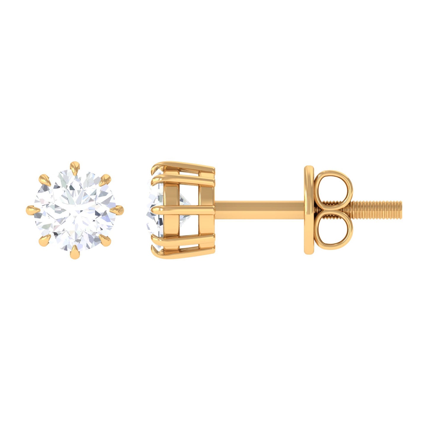 4 MM Natural Diamond Solitaire Stud Earrings in 8 Claw Prong Setting