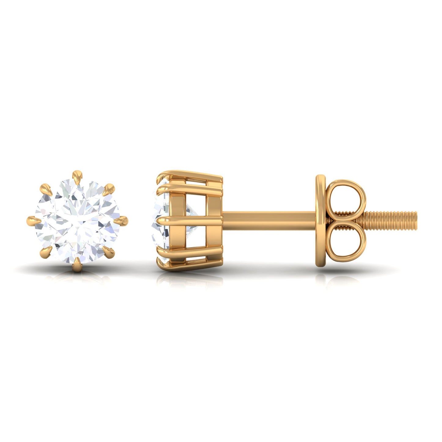 4 MM Natural Diamond Solitaire Stud Earrings in 8 Claw Prong Setting