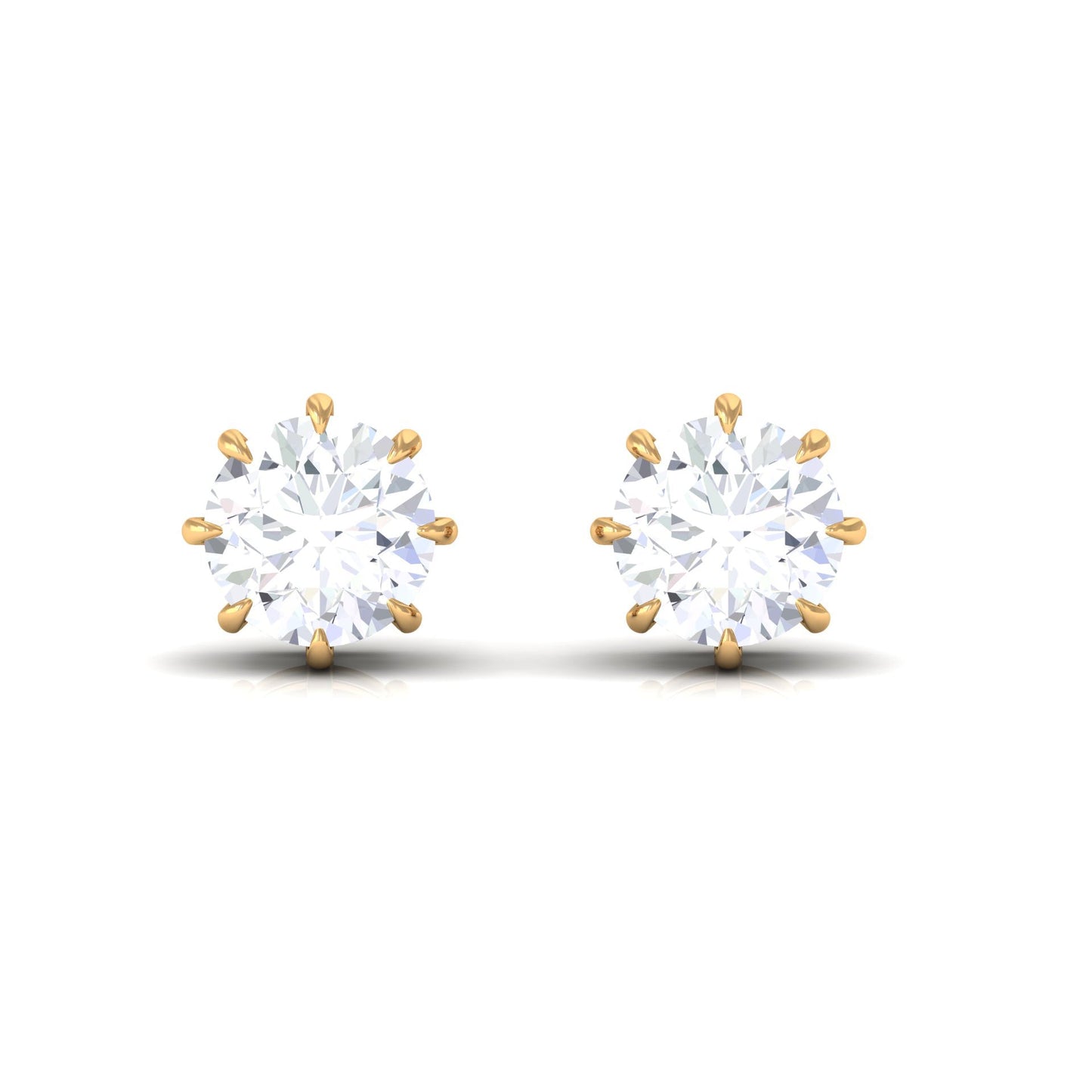 4 MM Natural Diamond Solitaire Stud Earrings in 8 Claw Prong Setting