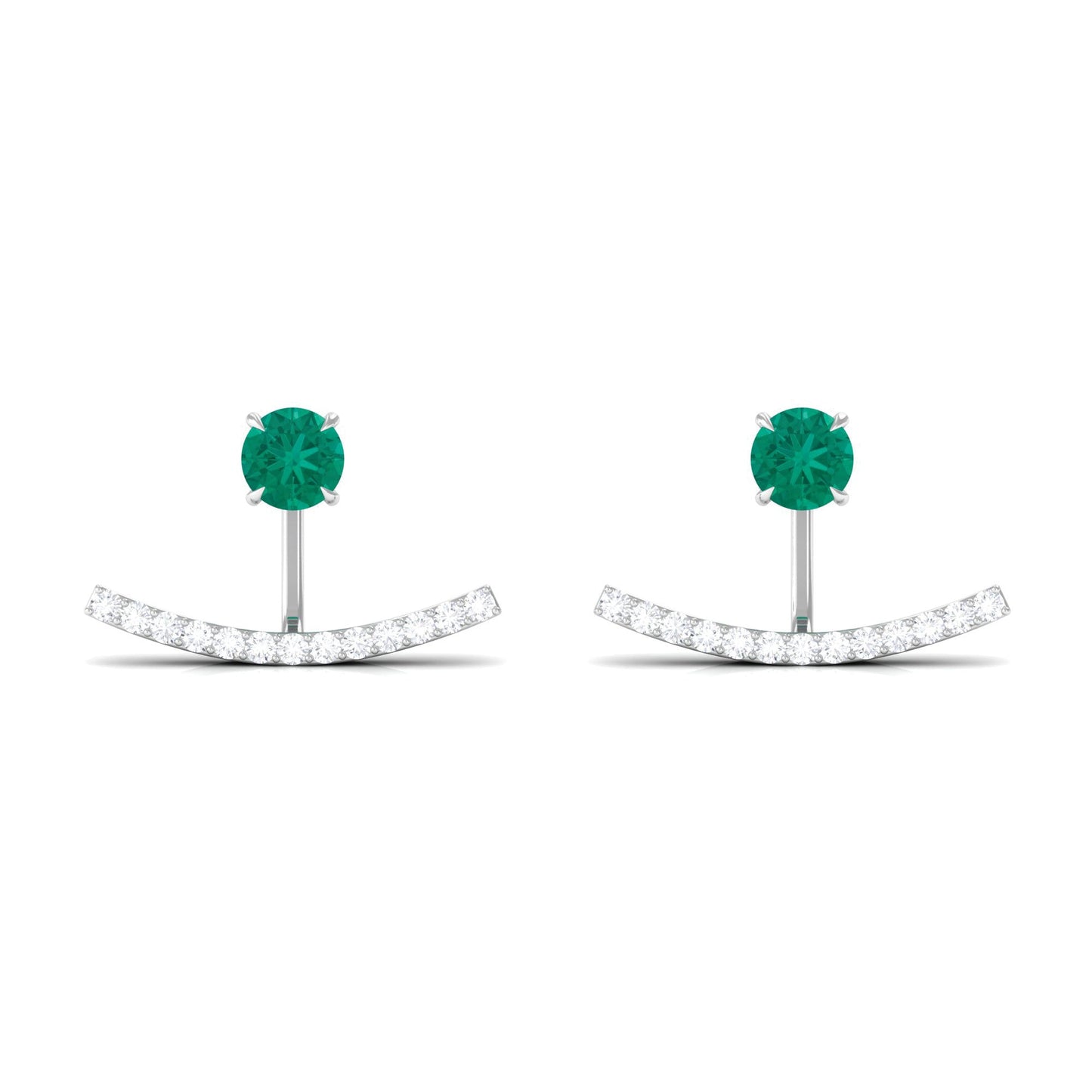 1 CT Classic Emerald and Diamond Jacket Earrings