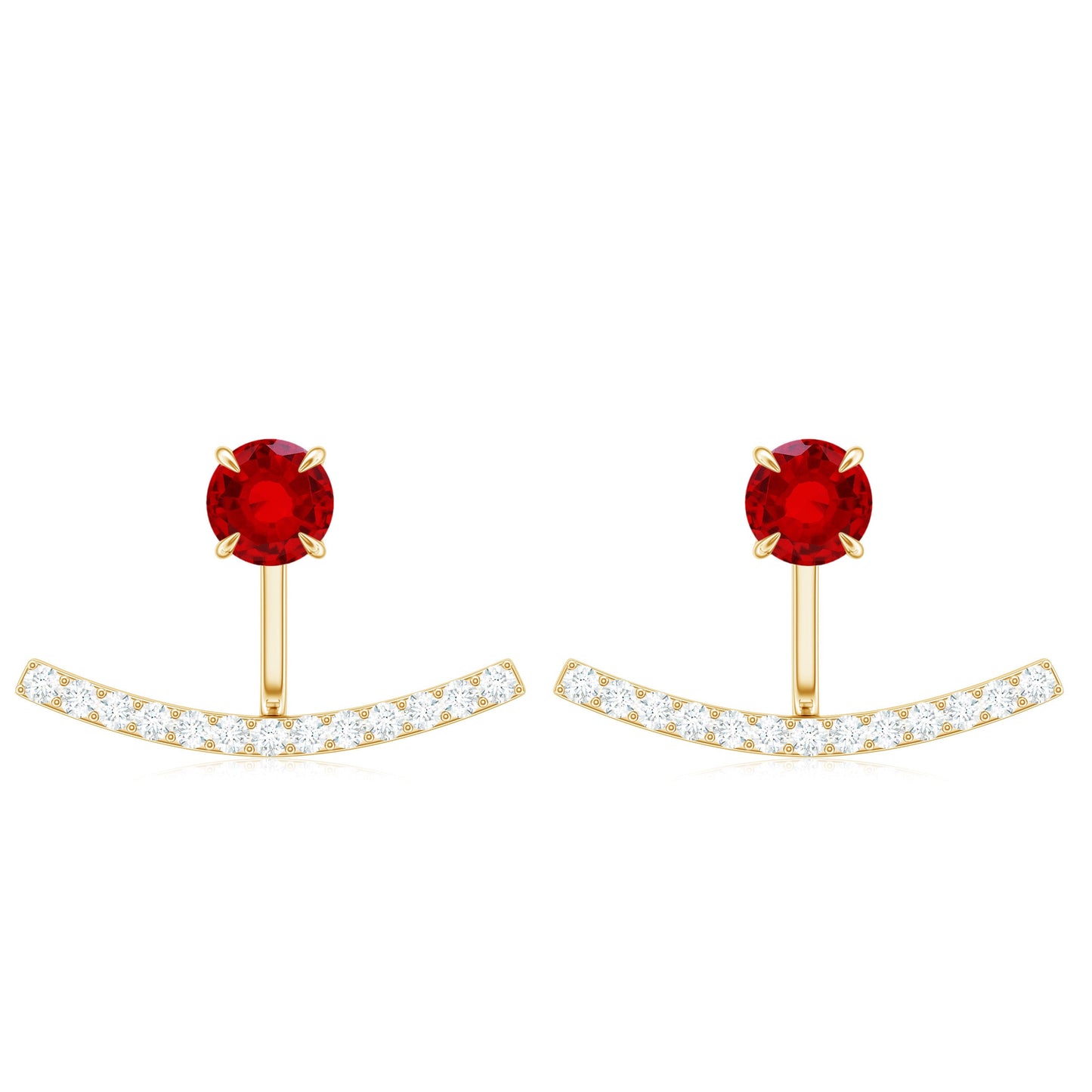 1 CT Lab Grown Ruby and Diamond Classic Jacket Earrings