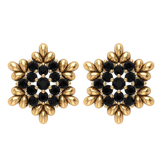 Certified Black Onyx Snowflake Stud Earrings for Women
