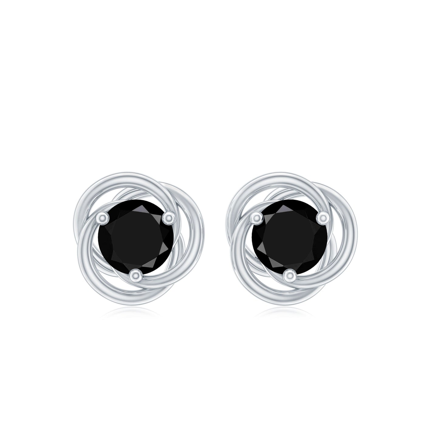 1 CT Solitaire Black Onyx Swirl Stud Earrings