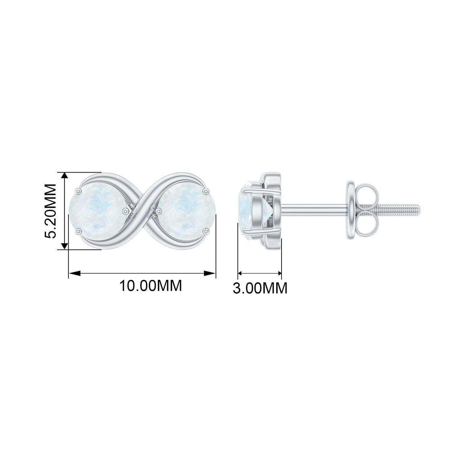 1.50 CT Simple Moonstone Two Stone Infinity Stud Earrings