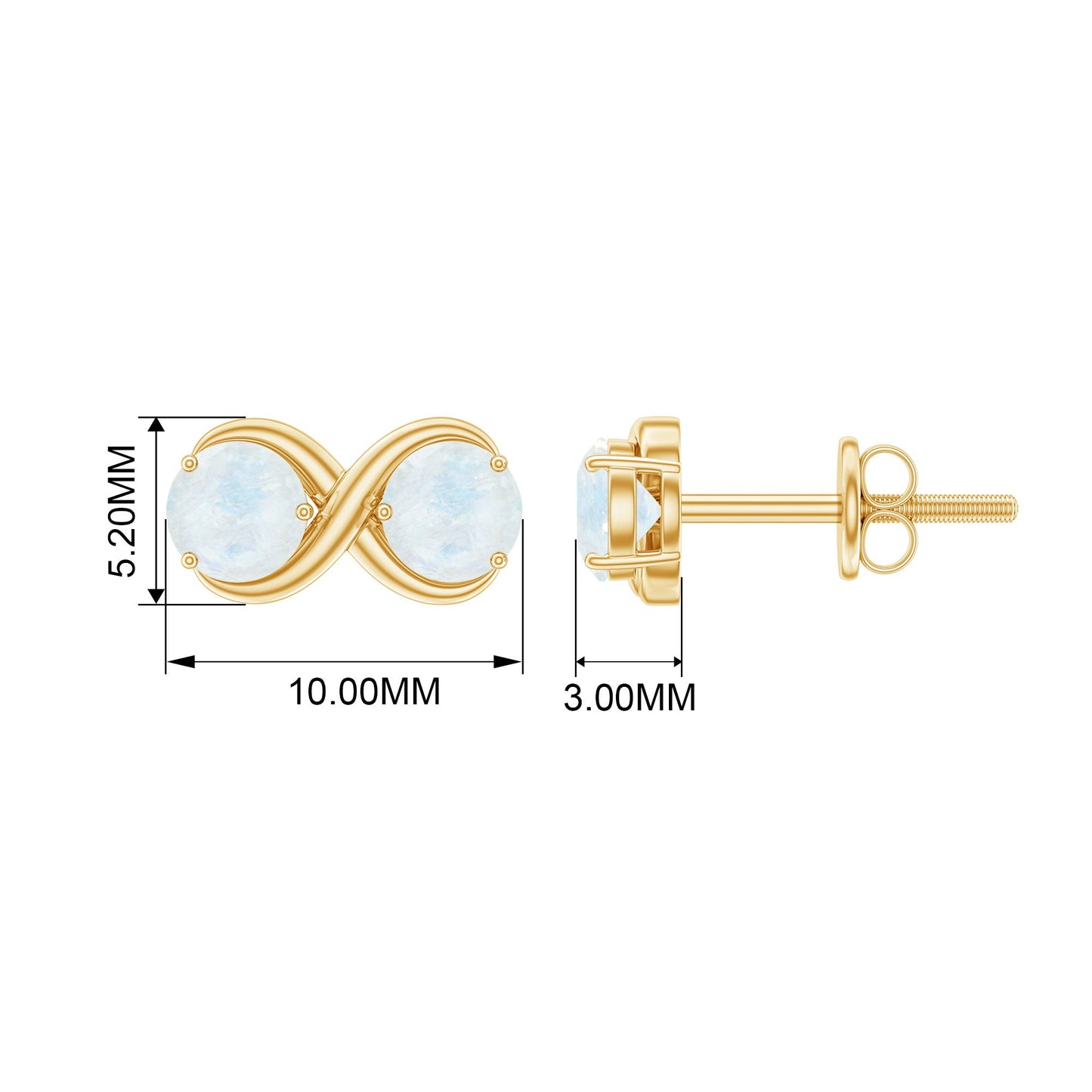 1.50 CT Simple Moonstone Two Stone Infinity Stud Earrings