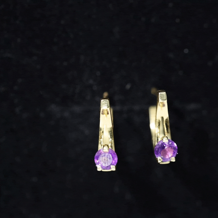 Solitaire Amethyst J Hoop Earrings for Women