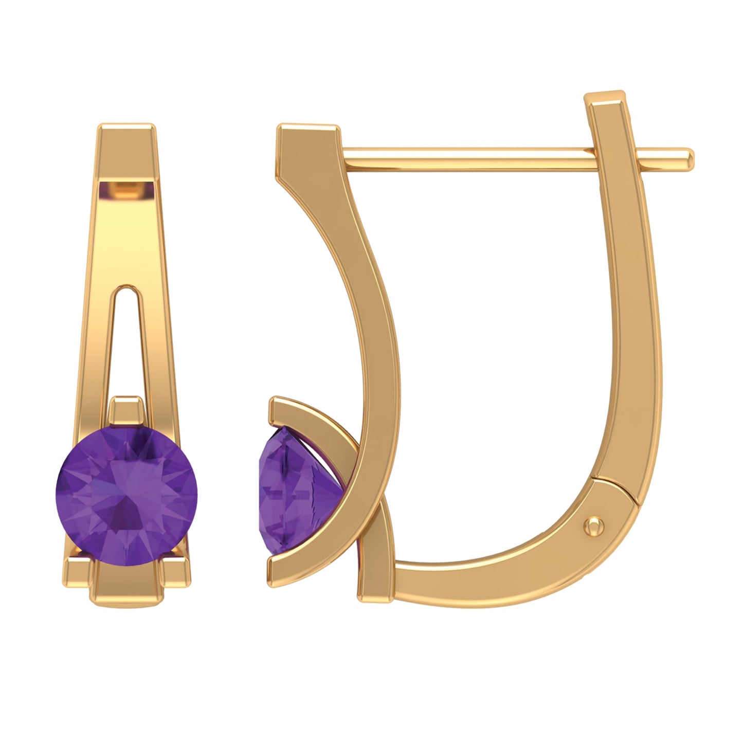 Solitaire Amethyst J Hoop Earrings for Women