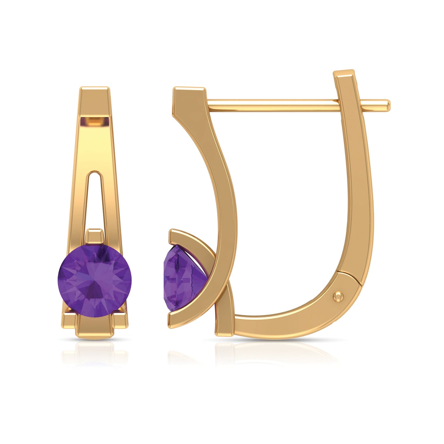 Solitaire Amethyst J Hoop Earrings for Women