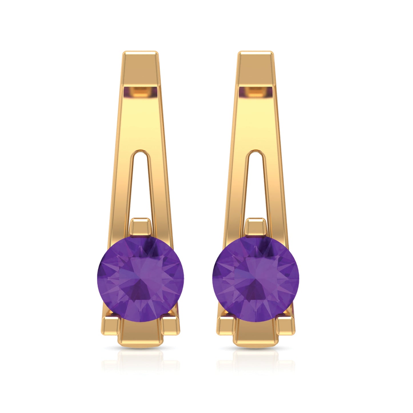 Solitaire Amethyst J Hoop Earrings for Women