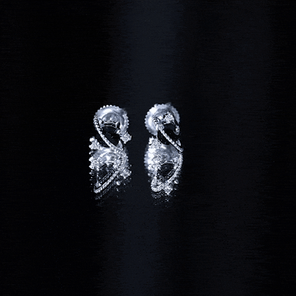 Real Black Onyx and Diamond Contemporary Stud Earrings