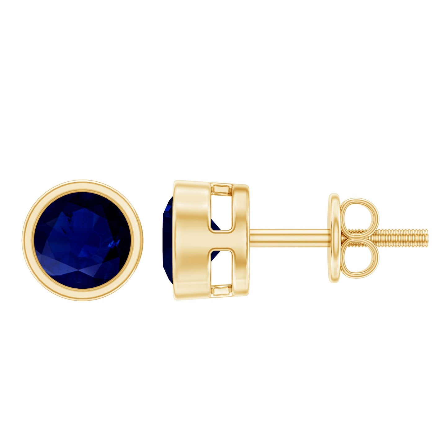 1.9 Carat Bezel Set Blue Sapphire Solitaire Stud Earrings