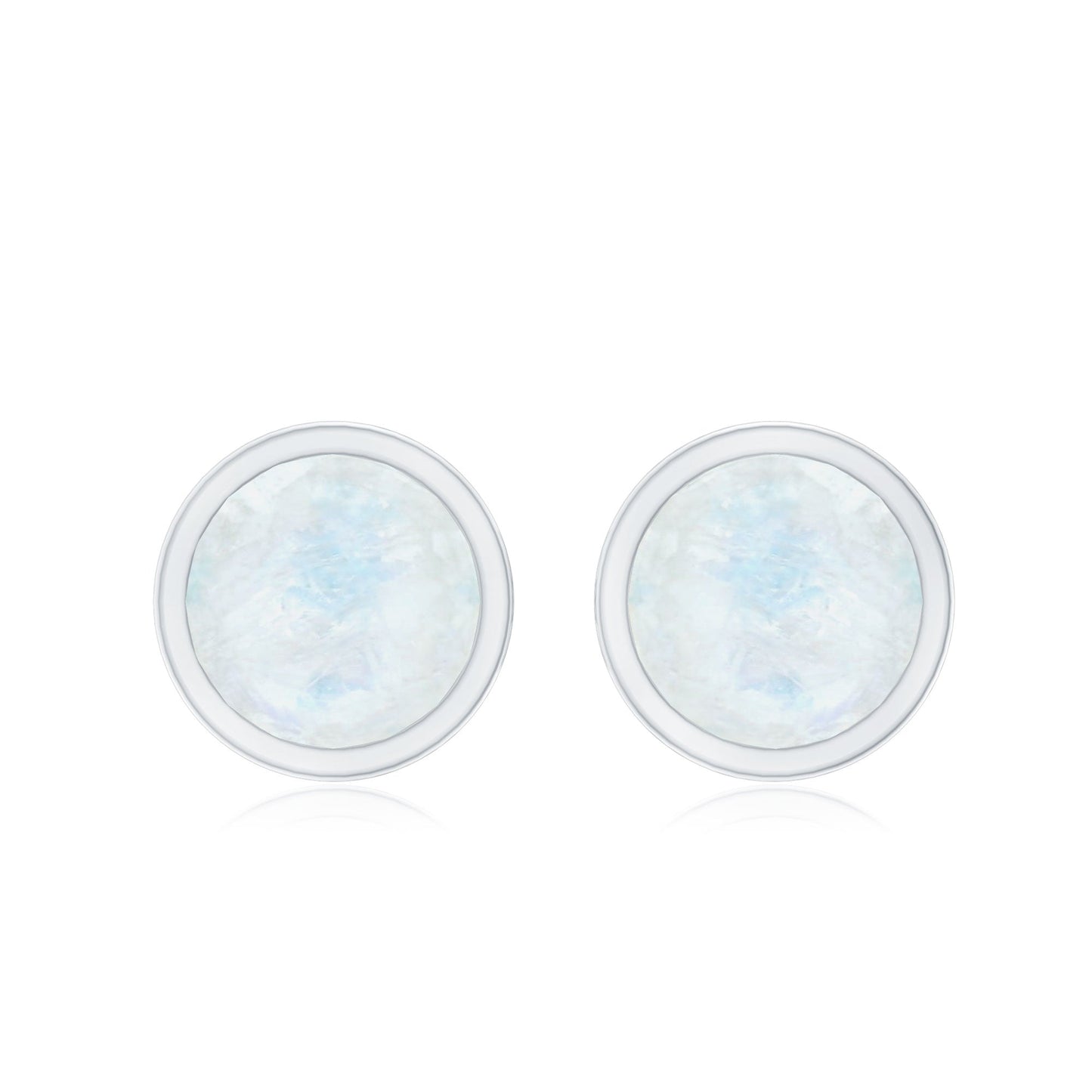 Real Moonstone Solitaire Stud Earrings in Bezel Setting