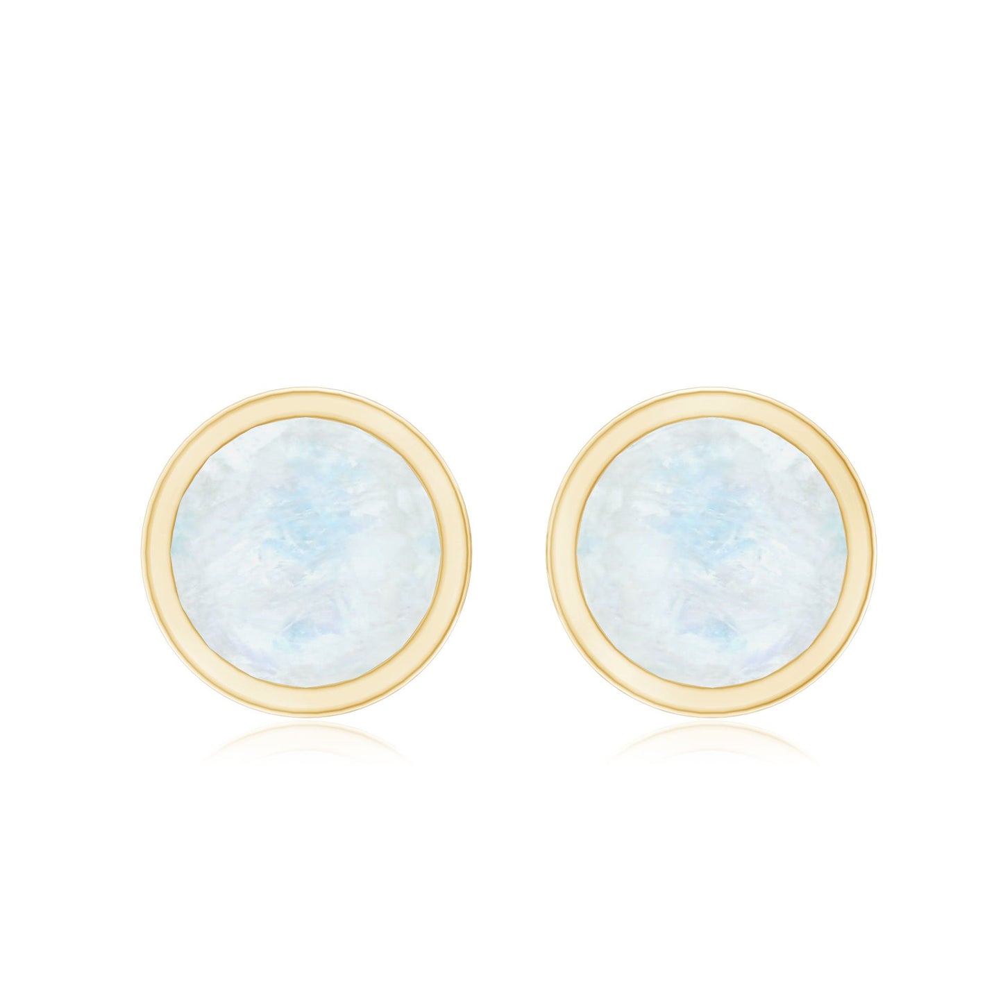 Real Moonstone Solitaire Stud Earrings in Bezel Setting