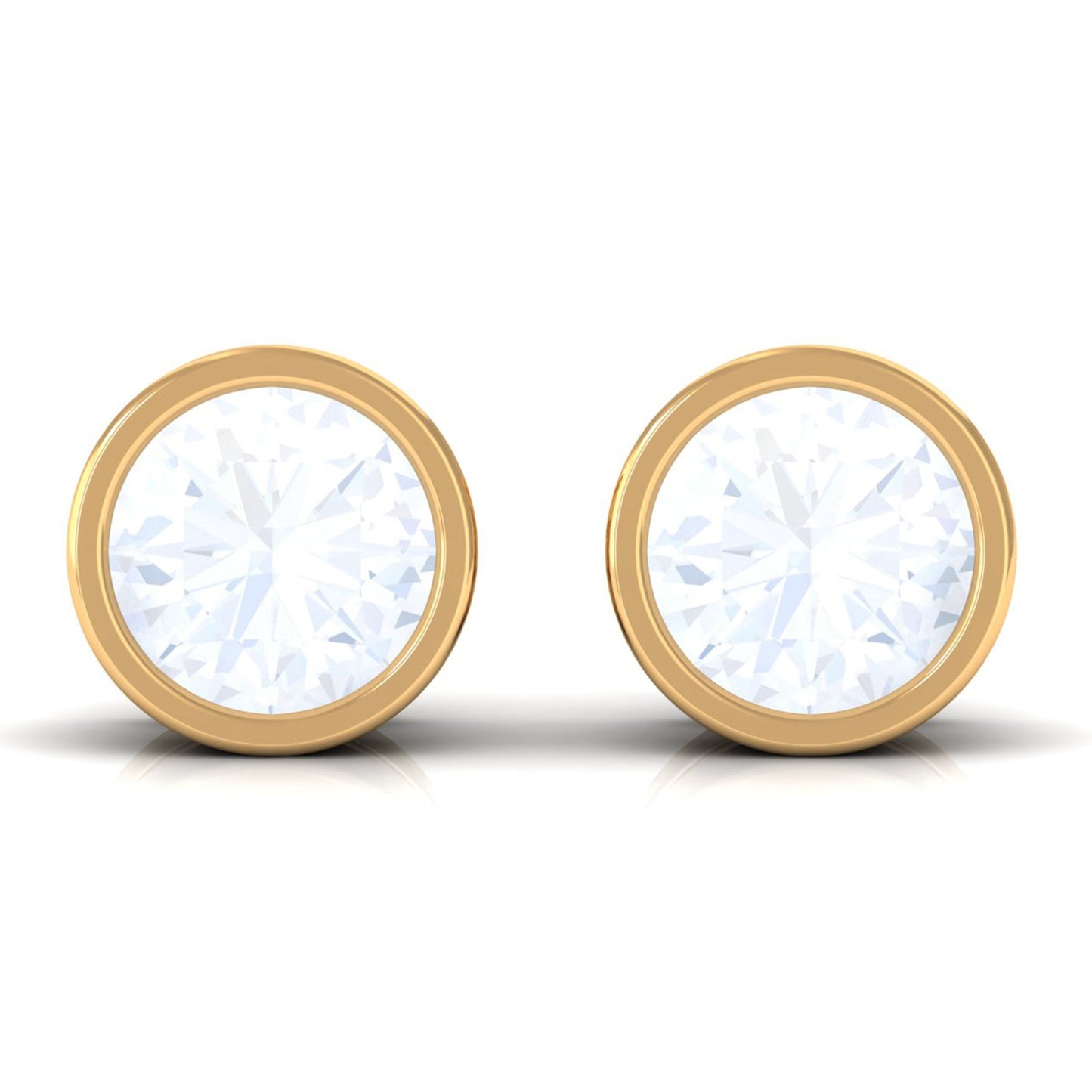 Real Moonstone Solitaire Stud Earrings in Bezel Setting