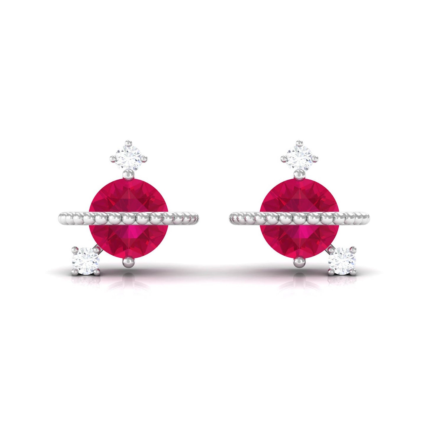 Natural Ruby and Diamond Celestial Earrings