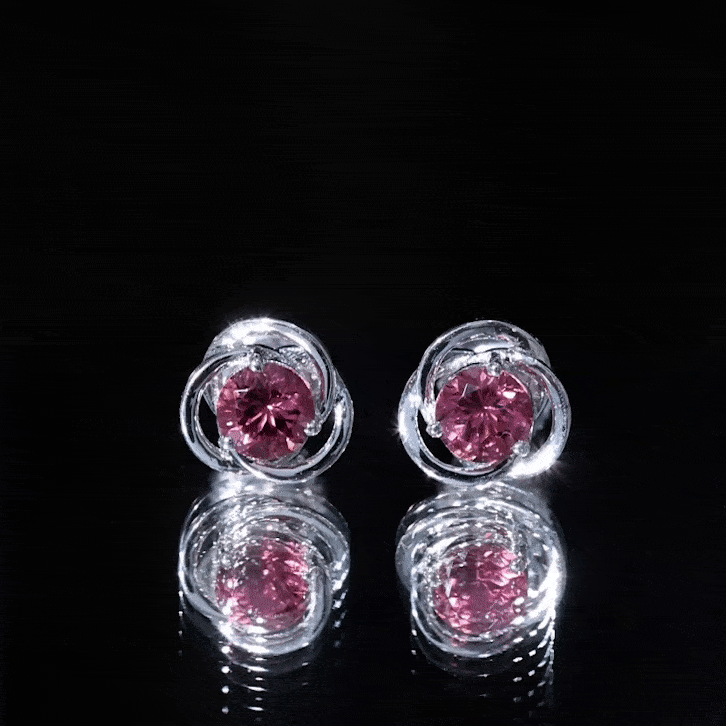 1 Carat Solitaire Pink Tourmaline Swirl Stud Earrings