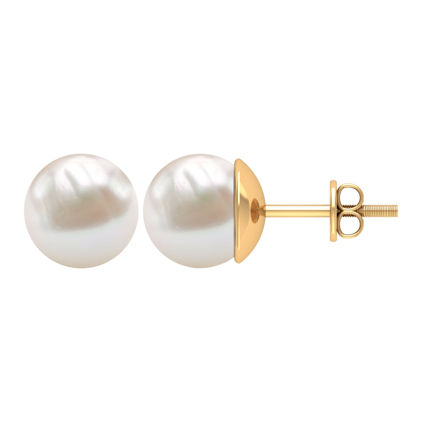 8MM Solitaire Pearl Stud Earrings with Screw Backs