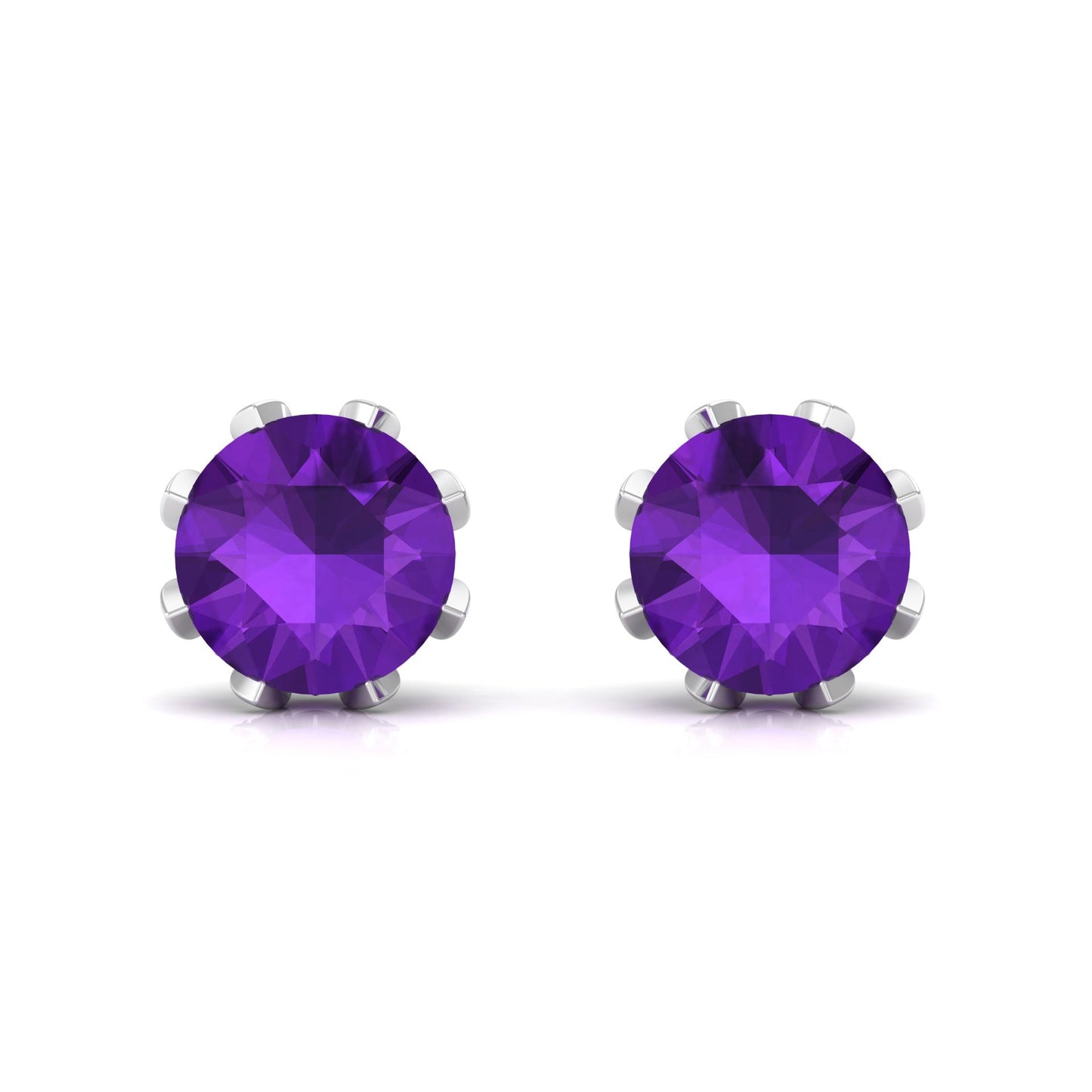Natural Amethyst Flower Earrings with Diamond