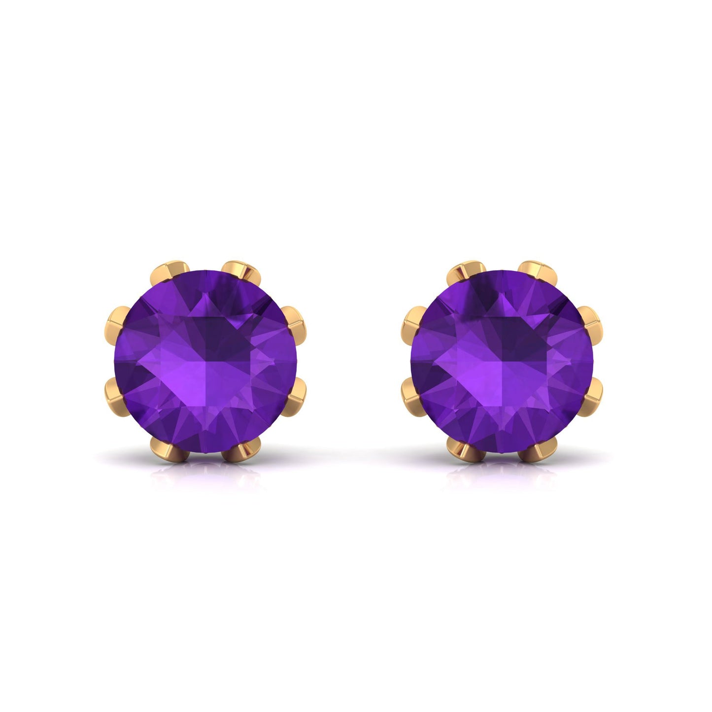 Natural Amethyst Flower Earrings with Diamond