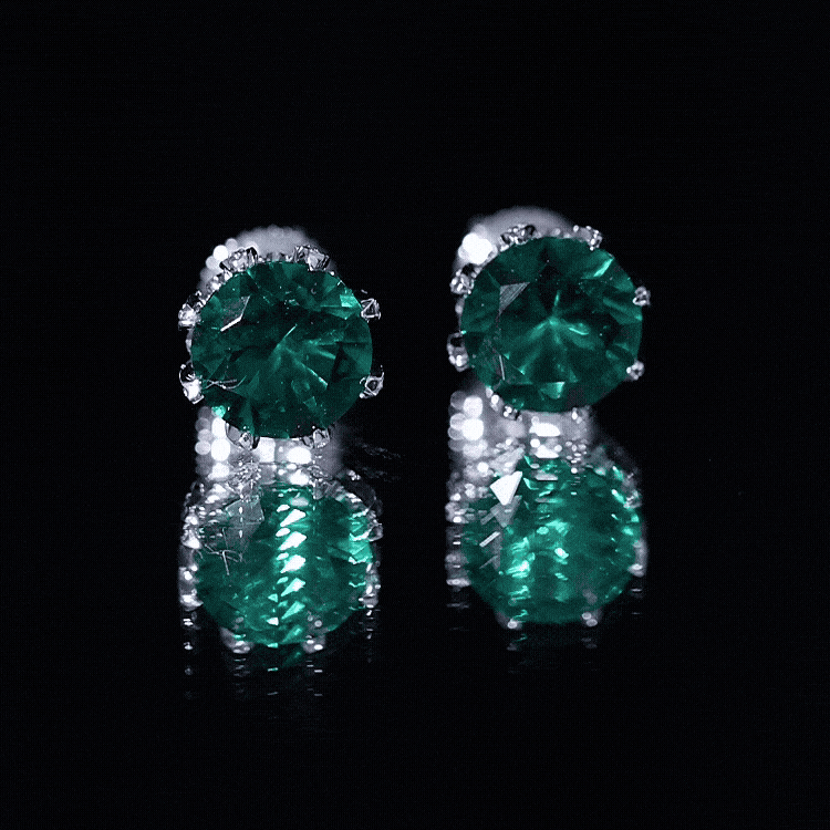 4 Carat Certified Lab Created Emerald Floral Stud Earrings