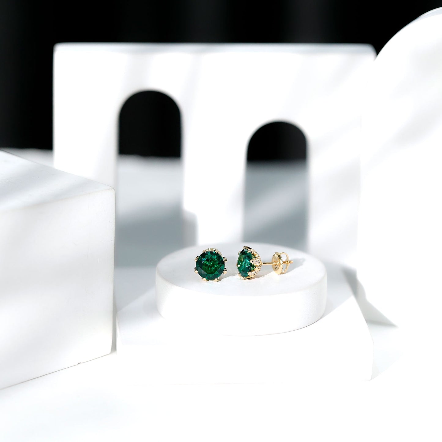 4 Carat Certified Lab Created Emerald Floral Stud Earrings