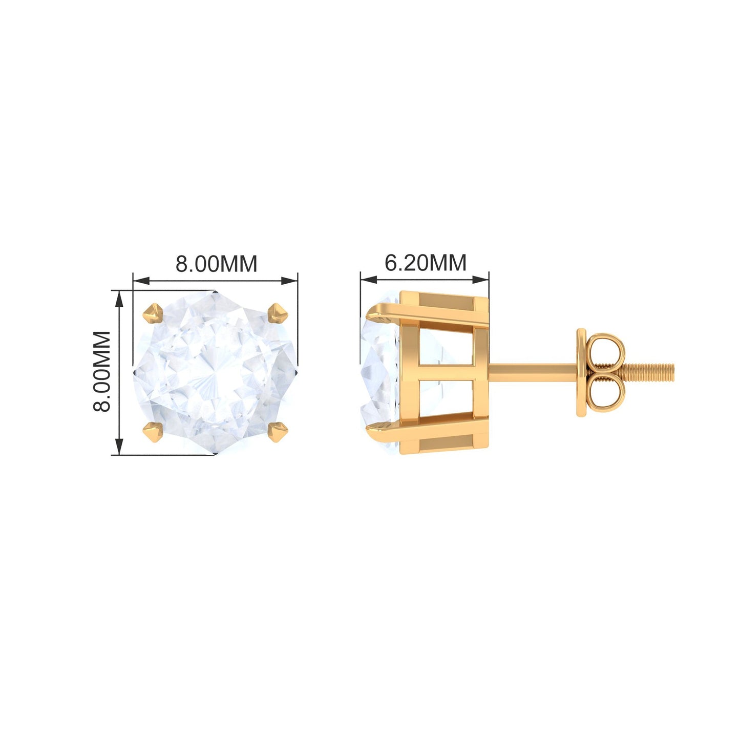 Claw Set Solitaire Moonstone Stud Earrings