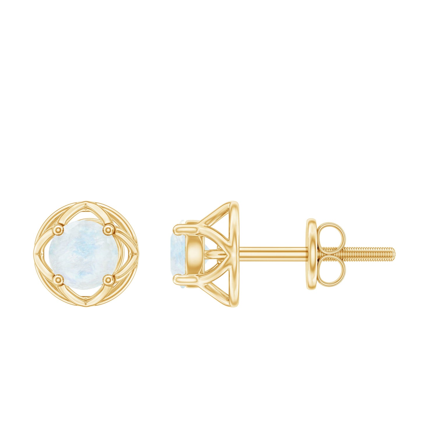 0.7 Carat Moonstone Flower Stud Earrings