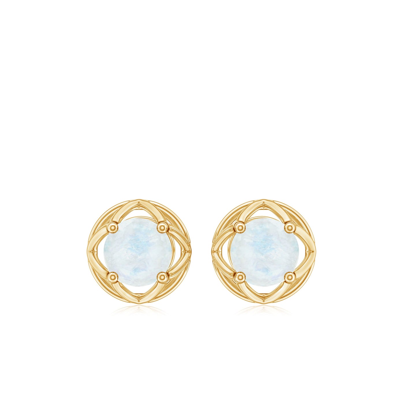 0.7 Carat Moonstone Flower Stud Earrings
