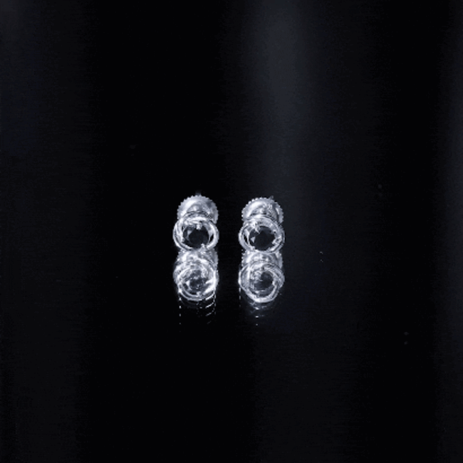 1 Carat Black Spinel Swirl Stud Earrings with Screw Backs