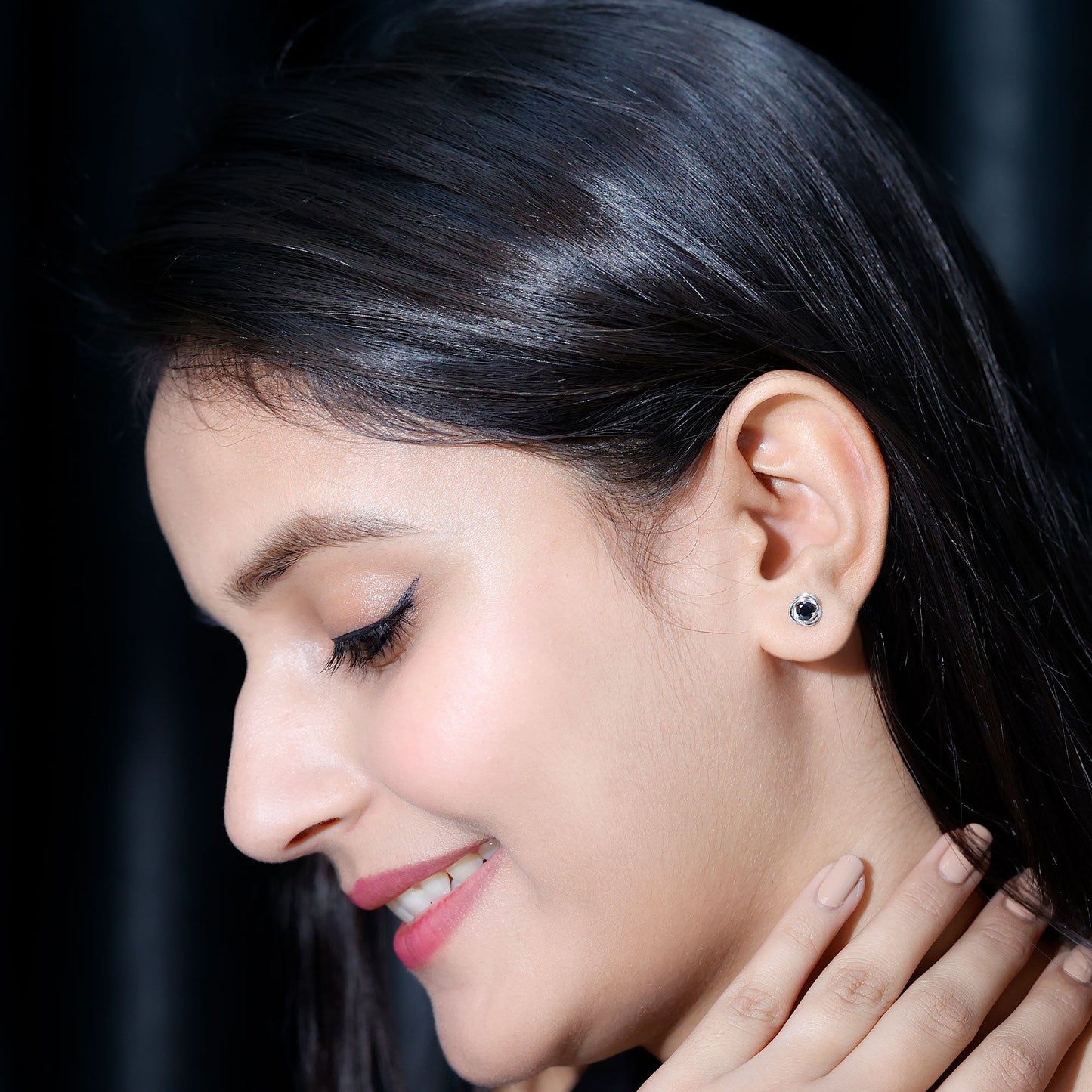 1 Carat Black Spinel Swirl Stud Earrings with Screw Backs