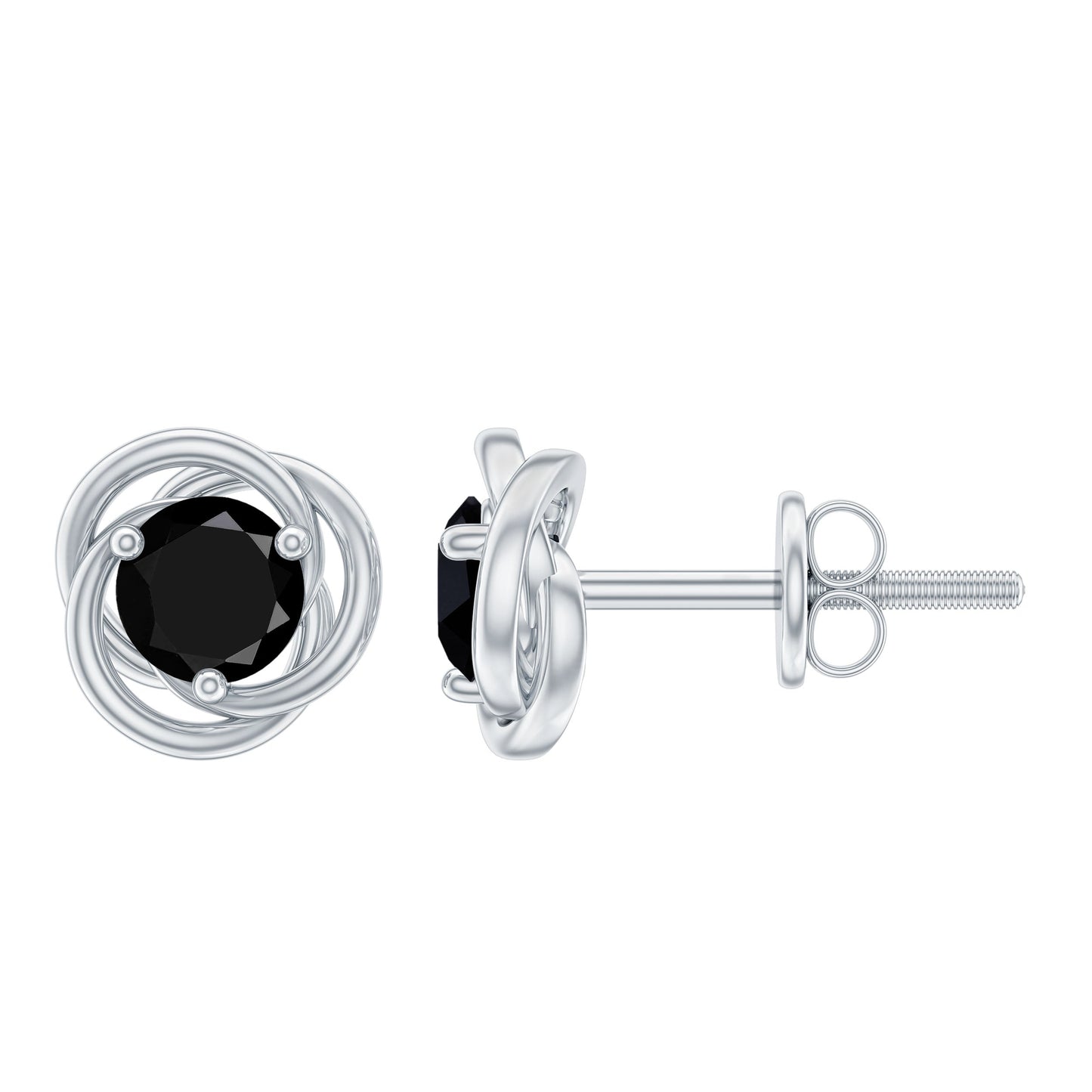 Solitaire Lab Created Black Diamond Swirl Stud Earrings