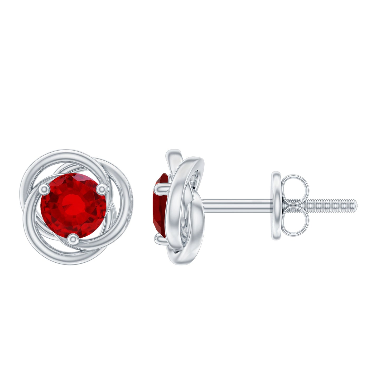 Lab Created Ruby Swirl Stud Earrings with Screw Back