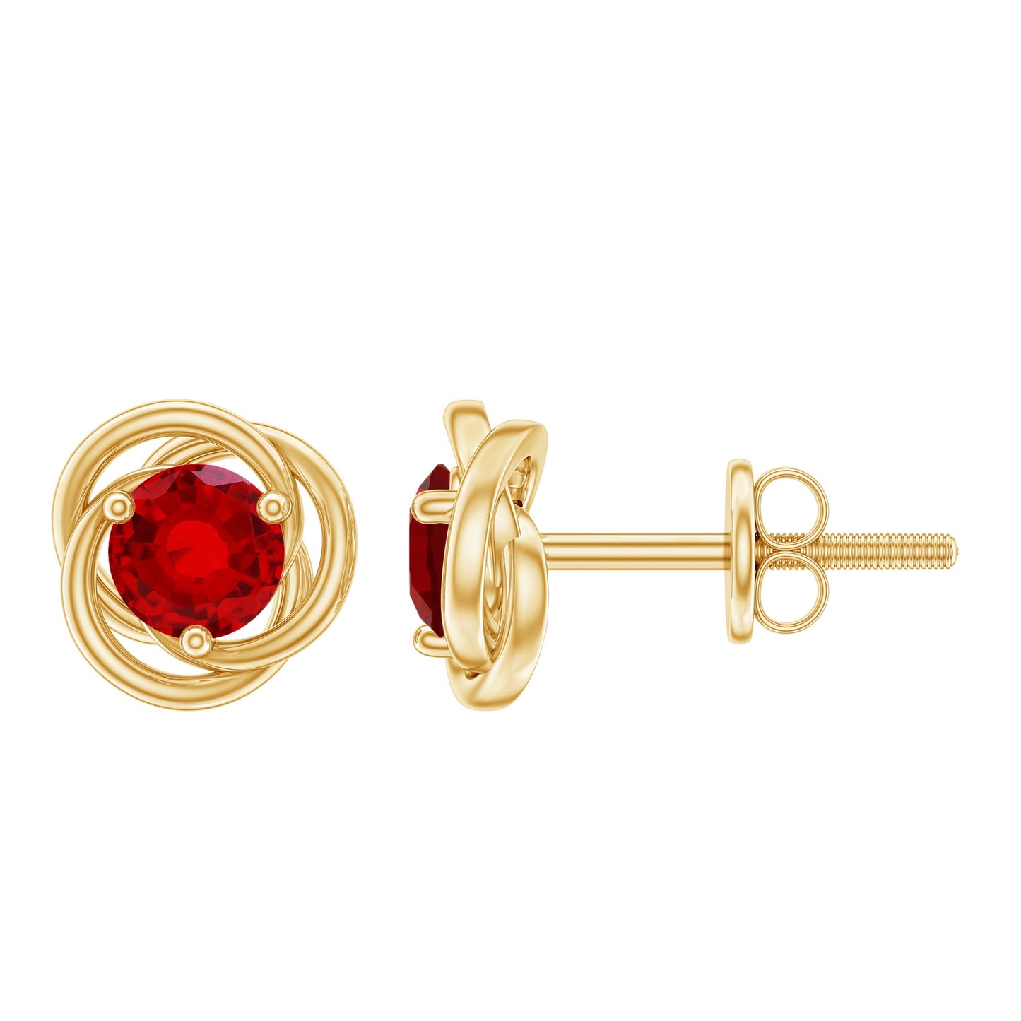 Lab Created Ruby Swirl Stud Earrings with Screw Back