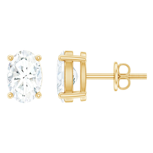 4X6 MM Oval Shaped Lab Grown Diamond Solitaire Stud Earrings